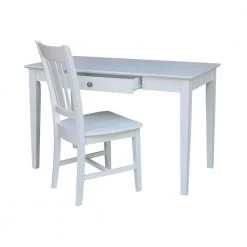 Brooklyn 48 in. W White Solid Wood Writing Desk and Chair Set (2-Piece set) by International Concepts -International Concepts Sales beach white international concepts writing desks k07 of 41 c10 77 1000