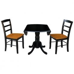 3-Piece 42 in. Black and Cherry Dual Drop Leaf Table Set with 2-Side Chairs by International Concepts -International Concepts Sales black cherry international concepts dining room sets k46 42dp c57 2p 4f 1000