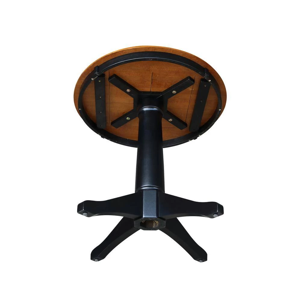 3-Piece Set Olivia Black / Cherry 30 in Round Solid Wood Dining Table and 2 San Remo Side Chairs by International Concepts 5 3-Piece Set Olivia Black / Cherry 30 in Round Solid Wood Dining Table and 2 San Remo Side Chairs by International Concepts - Image 5