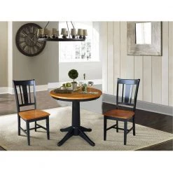 3-Piece Set Olivia Black / Cherry 30 in Round Solid Wood Dining Table and 2 San Remo Side Chairs by International Concepts 17 3-Piece Set Olivia Black / Cherry 30 in Round Solid Wood Dining Table and 2 San Remo Side Chairs by International Concepts -International Concepts Sales black cherry international concepts dining room sets k57 30rt 27b c10 2 c3 1000