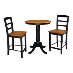 Madrid 3-Piece Black and Cherry Bar Table Set by International Concepts