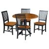 Set of 5 pcs - Black/Cherry 42" Dual Drop Leaf Table with 4 RTA chairs by International Concepts
