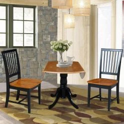 Set of 3 pcs - Black/Cherry 42" Dual Drop Leaf Table with 2 RTA chairs by International Concepts 18 Set of 3 pcs - Black/Cherry 42" Dual Drop Leaf Table with 2 RTA chairs by International Concepts -International Concepts Sales black cherry international concepts dining room sets k57 42dp c265p 4f 1000