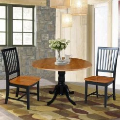Set of 3 pcs - Black/Cherry 42" Dual Drop Leaf Table with 2 RTA chairs by International Concepts 17 Set of 3 pcs - Black/Cherry 42" Dual Drop Leaf Table with 2 RTA chairs by International Concepts -International Concepts Sales black cherry international concepts dining room sets k57 42dp c265p c3 1000