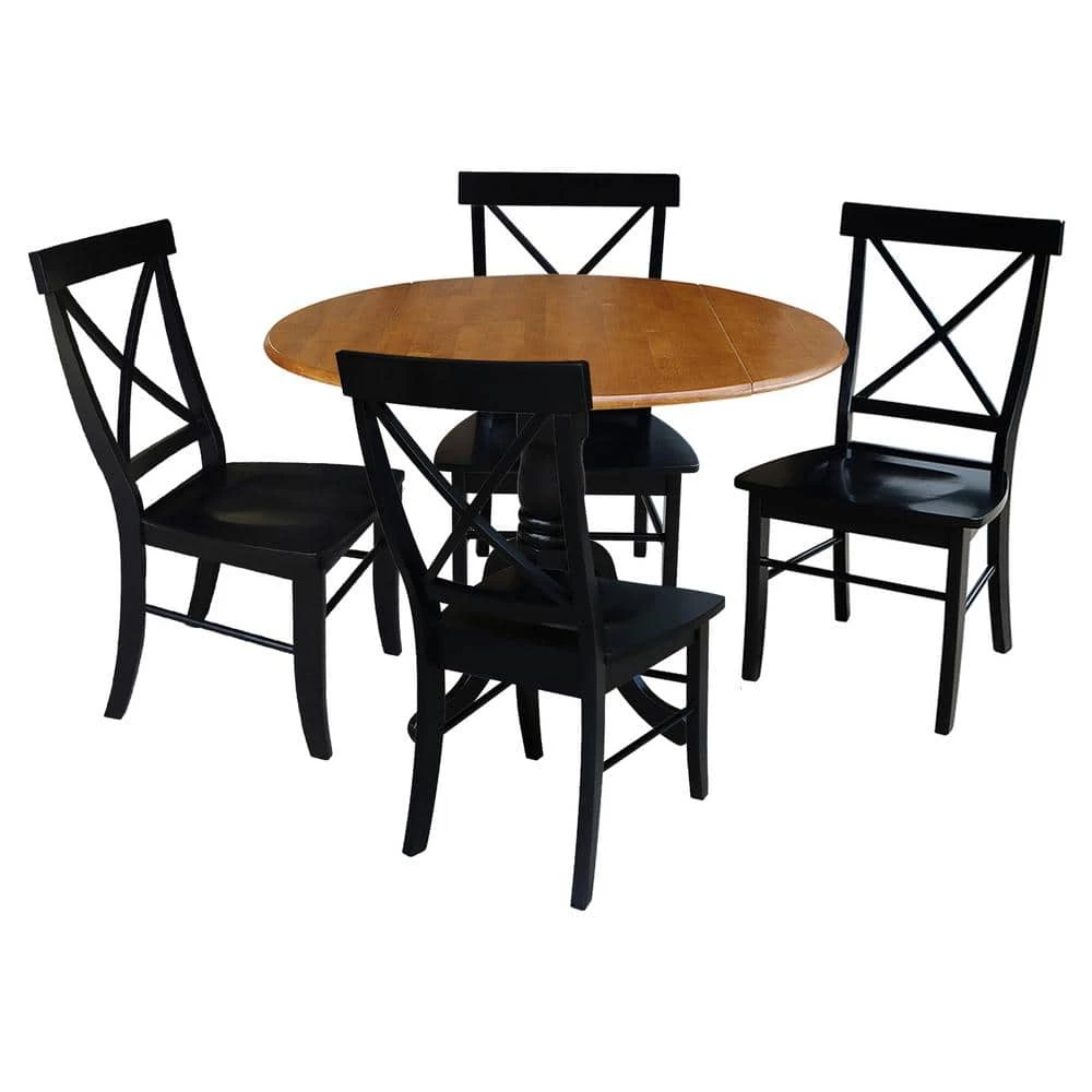 5-Piece 42 in. Black/Cherry Dual Drop Leaf Table Set with 4-Side chairs by International Concepts 1 5-Piece 42 in. Black/Cherry Dual Drop Leaf Table Set with 4-Side chairs by International Concepts