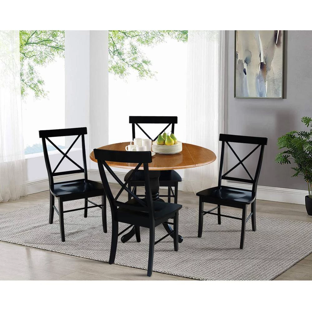 5-Piece 42 in. Black/Cherry Dual Drop Leaf Table Set with 4-Side chairs by International Concepts 7 5-Piece 42 in. Black/Cherry Dual Drop Leaf Table Set with 4-Side chairs by International Concepts - Image 7