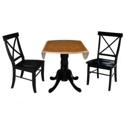 3-Piece 42 in. Black/Cherry Dual Drop Leaf Table Set with 2-Side Chairs by International Concepts -International Concepts Sales black cherry international concepts dining room sets k57 42dp c46 613p 4f 1000