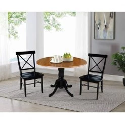 3-Piece 42 in. Black/Cherry Dual Drop Leaf Table Set with 2-Side Chairs by International Concepts -International Concepts Sales black cherry international concepts dining room sets k57 42dp c46 613p c3 1000