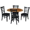 5-Piece 42 in. Black and Cherry Dual Drop Leaf Table Set with 4-Side chairs by International Concepts
