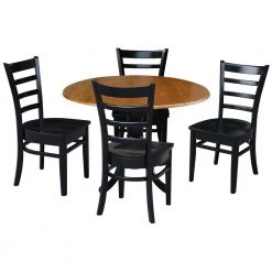5-Piece 42 in. Black and Cherry Dual Drop Leaf Table Set with 4-Side chairs by International Concepts