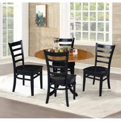 5-Piece 42 in. Black and Cherry Dual Drop Leaf Table Set with 4-Side chairs by International Concepts -International Concepts Sales black cherry international concepts dining room sets k57 42dp c46 617 4 c3 1000
