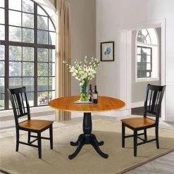 Laurel 3-Piece Black and Cherry 42 in. Dropleaf Table and San Remo Side Chair Dining Set by International Concepts -International Concepts Sales black cherry international concepts dining room sets k57 42dpt c10 2 4f 1000