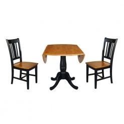 Laurel 3-Piece Black and Cherry 42 in. Dropleaf Table and San Remo Side Chair Dining Set by International Concepts -International Concepts Sales black cherry international concepts dining room sets k57 42dpt c10 2 c3 1000