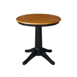 Olivia Black/Cherry 30 in. Round Solid Wood Dining Table by International Concepts