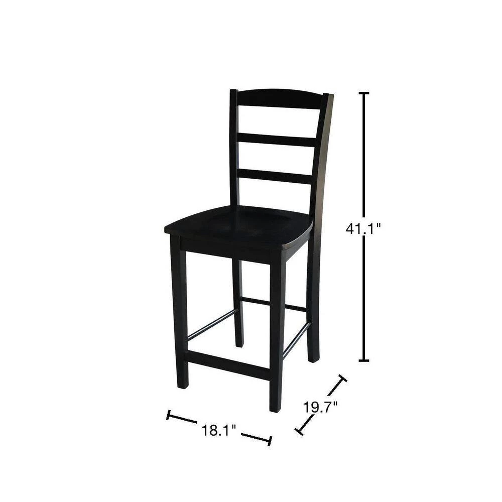 Madrid 24 in. Black Bar Stool by International Concepts 3 Madrid 24 in. Black Bar Stool by International Concepts - Image 3