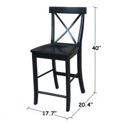 X Back 24 in. Black Bar Stool by International Concepts -International Concepts Sales black international concepts bar stools s46 6132 4f 1000