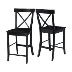 X Back 24 in. Black Bar Stool by International Concepts -International Concepts Sales black international concepts bar stools s46 6132 c3 1000