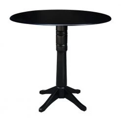 Olivia Black Solid Wood 42 in. Drop-leaf Bar Table by International Concepts