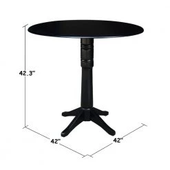 Olivia Black Solid Wood 42 in. Drop-leaf Bar Table by International Concepts -International Concepts Sales black international concepts bar tables k46 42dpt 27b 6b 2 c3 1000