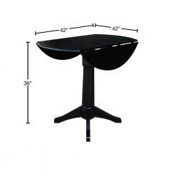 Olivia Black Solid Wood 42 in. Drop-leaf Counter-height Table by International Concepts -International Concepts Sales black international concepts bar tables k46 42dpt 27b 6b 40 1000