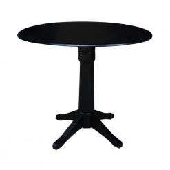 Olivia Black Solid Wood 42 in. Drop-leaf Counter-height Table by International Concepts