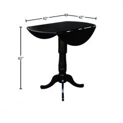 Laurel Black Solid Wood 42 in. Drop-leaf Bar Table by International Concepts -International Concepts Sales black international concepts bar tables k46 42dpt 6b 2 40 1000