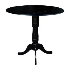 Laurel Black Solid Wood 42 in. Drop-leaf Bar Table by International Concepts
