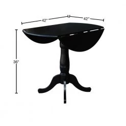 Laurel Black Solid Wood 42 in. Drop-leaf Counter-height Table by International Concepts -International Concepts Sales black international concepts bar tables k46 42dpt 6b 40 1000