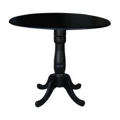 Laurel Black Solid Wood 42 in. Drop-leaf Counter-height Table by International Concepts