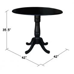 Laurel Black Solid Wood 42 in. Drop-leaf Counter-height Table by International Concepts -International Concepts Sales black international concepts bar tables k46 42dpt 6b 76 1000