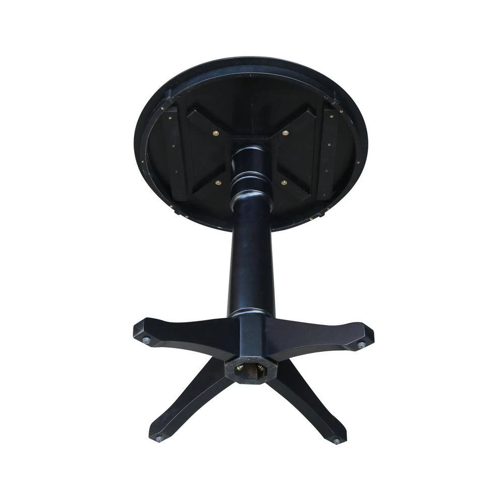 3-Piece Set Olivia Black 30 in Round Solid Wood Counter-height Dining Table and 2 Alexa Armless Stools by International Concepts 4 3-Piece Set Olivia Black 30 in Round Solid Wood Counter-height Dining Table and 2 Alexa Armless Stools by International Concepts - Image 4