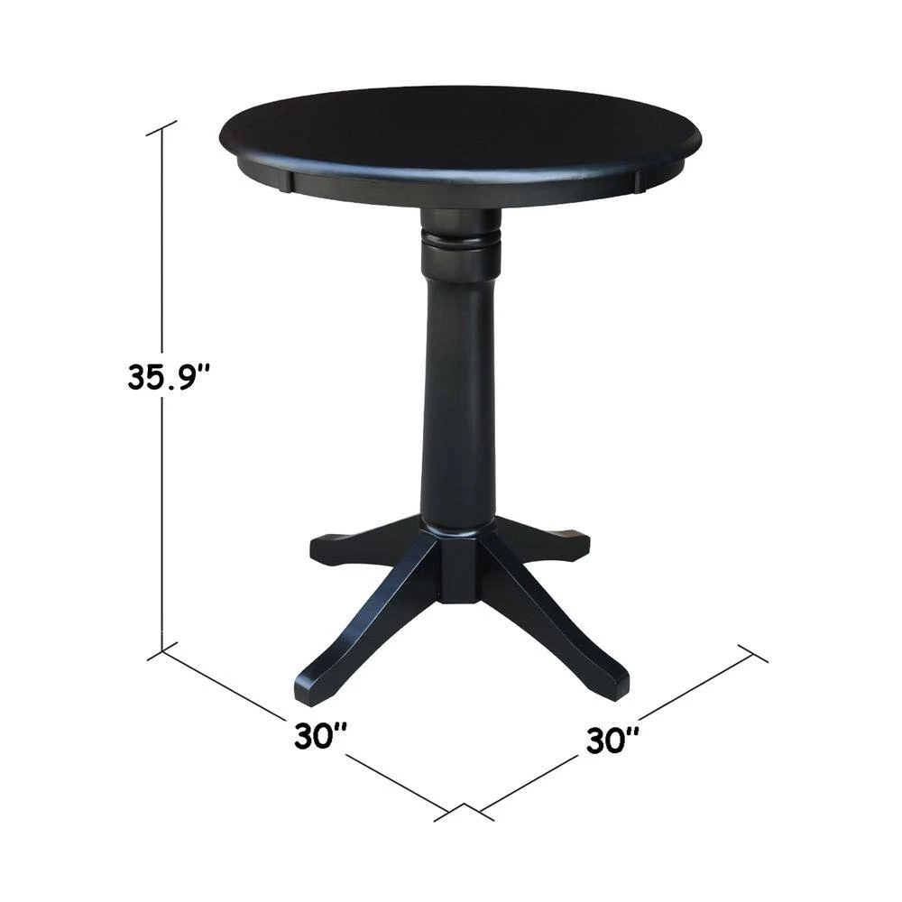 3-Piece Set Olivia Black 30 in Round Solid Wood Counter-height Dining Table and 2 Alexa Armless Stools by International Concepts 10 3-Piece Set Olivia Black 30 in Round Solid Wood Counter-height Dining Table and 2 Alexa Armless Stools by International Concepts - Image 10
