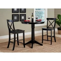 3-Piece Set Olivia Black 30 in Round Solid Wood Counter-height Dining Table and 2 Alexa Armless Stools by International Concepts 15 3-Piece Set Olivia Black 30 in Round Solid Wood Counter-height Dining Table and 2 Alexa Armless Stools by International Concepts -International Concepts Sales black international concepts dining room sets k46 36rt 27b s6132 2 c3 1000