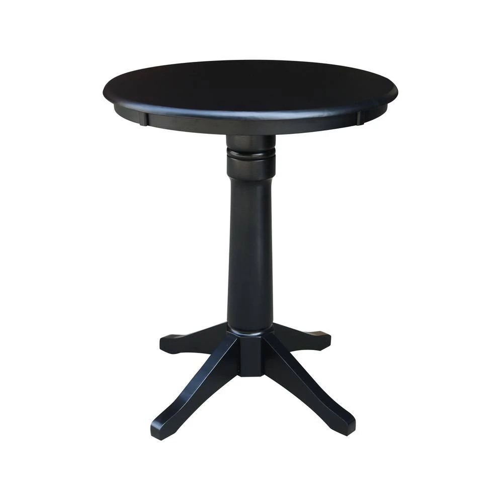 3-Piece Set Olivia Black 30 in Round Solid Wood Counter-height Dining Table and 2 Alexa Armless Stools by International Concepts 2 3-Piece Set Olivia Black 30 in Round Solid Wood Counter-height Dining Table and 2 Alexa Armless Stools by International Concepts - Image 2