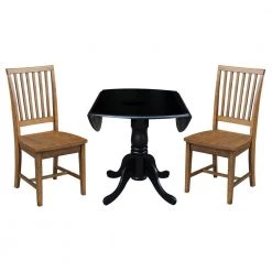 3-Piece 42 in. Black/Pecan Dual Drop Leaf Table Set with 2-Side Chairs by International Concepts 19 3-Piece 42 in. Black/Pecan Dual Drop Leaf Table Set with 2-Side Chairs by International Concepts -International Concepts Sales black international concepts dining room sets k46 42dp c59 265p 4f 1000