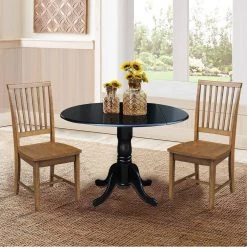 3-Piece 42 in. Black/Pecan Dual Drop Leaf Table Set with 2-Side Chairs by International Concepts 18 3-Piece 42 in. Black/Pecan Dual Drop Leaf Table Set with 2-Side Chairs by International Concepts -International Concepts Sales black international concepts dining room sets k46 42dp c59 265p c3 1000