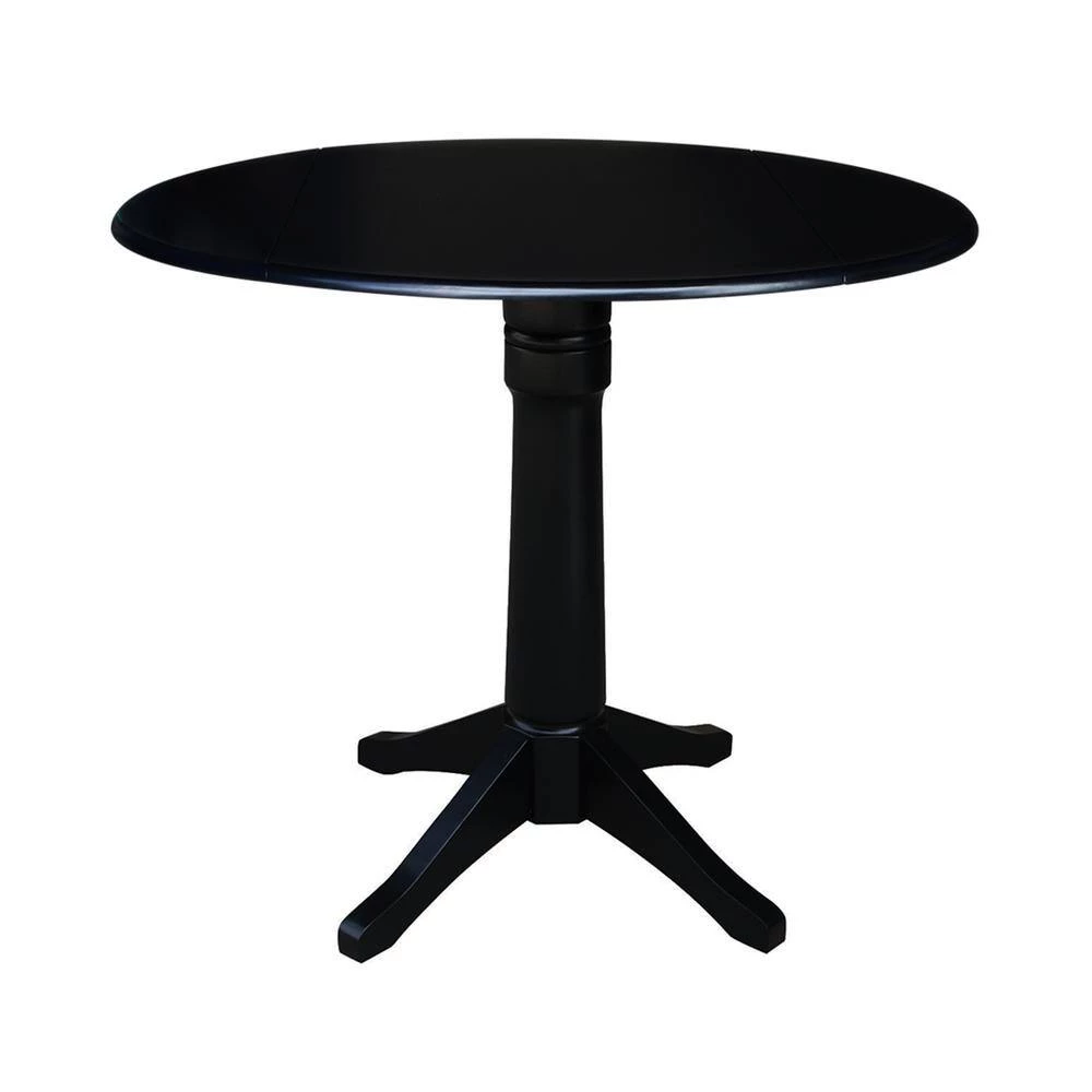 Laurel 3-Piece Black 42 in. Gathering Dropleaf Table and Madrid Stool Dining Set by International Concepts 9 Laurel 3-Piece Black 42 in. Gathering Dropleaf Table and Madrid Stool Dining Set by International Concepts - Image 9