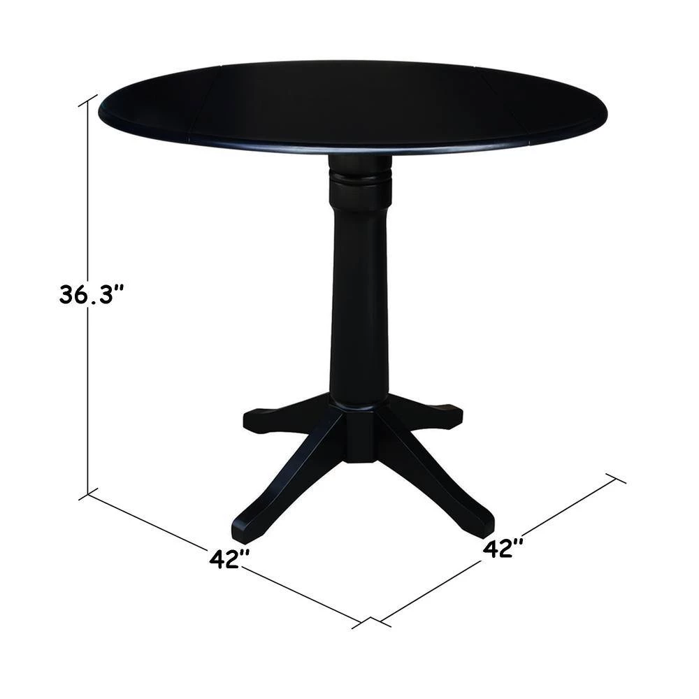 Laurel 3-Piece Black 42 in. Gathering Dropleaf Table and Madrid Stool Dining Set by International Concepts 7 Laurel 3-Piece Black 42 in. Gathering Dropleaf Table and Madrid Stool Dining Set by International Concepts - Image 7