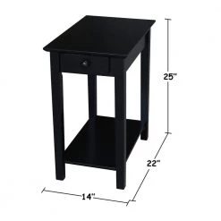 Narrow 25 in. H Black Solid Wood End Table by International Concepts -International Concepts Sales black international concepts end side tables ot46 2214 1f 1000
