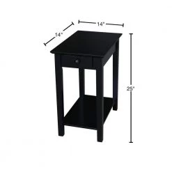 Narrow 25 in. H Black Solid Wood End Table by International Concepts -International Concepts Sales black international concepts end side tables ot46 2214 40 1000
