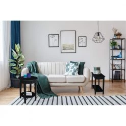 Narrow 25 in. H Black Solid Wood End Table by International Concepts -International Concepts Sales black international concepts end side tables ot46 2214 44 1000