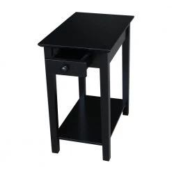 Narrow 25 in. H Black Solid Wood End Table by International Concepts -International Concepts Sales black international concepts end side tables ot46 2214 4f 1000