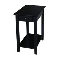 Narrow 25 in. H Black Solid Wood End Table by International Concepts -International Concepts Sales black international concepts end side tables ot46 2214 c3 1000