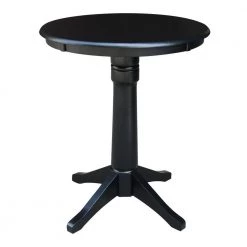 Olivia 30 in. Black Round Solid Wood Counter-height Dining Table by International Concepts