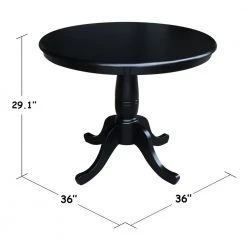 Black 36 in. x 36 in. x 48 in. Extension Laurel Pedestal Table by International Concepts 11 Black 36 in. x 36 in. x 48 in. Extension Laurel Pedestal Table by International Concepts -International Concepts Sales black international concepts kitchen dining tables k46 36rxt 4f 1000