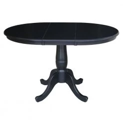 Black 36 in. x 36 in. x 48 in. Extension Laurel Pedestal Table by International Concepts