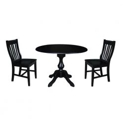 Sophia Black 42 in. Drop-leaf Solid Wood Table by International Concepts -International Concepts Sales black international concepts kitchen dining tables k46 42dpt 11b 31 1000
