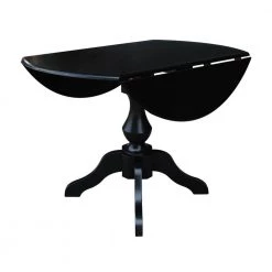 Sophia Black 42 in. Drop-leaf Solid Wood Table by International Concepts -International Concepts Sales black international concepts kitchen dining tables k46 42dpt 11b c3 1000