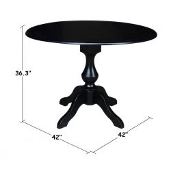 Sophia Black 42 in. Drop-leaf Solid Wood Table by International Concepts -International Concepts Sales black international concepts kitchen dining tables k46 42dpt 11b fa 1000