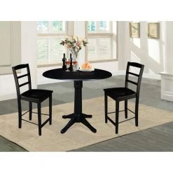 Olivia Black 42 in. Drop-leaf Solid Wood Dining Table by International Concepts -International Concepts Sales black international concepts kitchen dining tables k46 42dpt 27b 31 1000